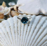 2ct Engagement Ring Round Cut London Blue Topaz Solitaire 14k White Gold Finish