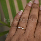 0.15ct Baguette & Round Simulated Diamond Stackable Band 14K Yellow Gold Plated