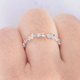0.7ct Round Cut Diamond Floral Vine Petite Minimalist Band 14k White Gold Finish