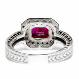 2ct Emerald Cut Pink Ruby Antique Vintage Engagement Ring 14k White Gold Finish