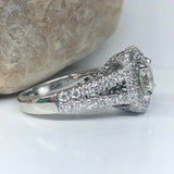 3.24ct Round Diamond Engagement Ring Dual Halo Split Shank 14k White Gold Finish