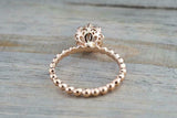 1ct Round Cut Morganite Engagement Ring Solitaire Ball Bead 14k Rose Gold Finish