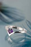 0.5ct Round Cut Amethyst Engagement Ring Solitaire Curved 14k White Gold Finish