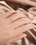 0.45ct Round Cut Moissanite Curved Stackable Wedding Band 14k White Gold Plated