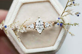 Five Stone Engagement Ring 1.7ct Marquise Cut VVS1D Diamond 14k Rose Gold Finish