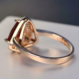 2.4ct Engagement Ring Trillion Cut Garnet Diamond Dual Halo 14k Yellow Gold Over