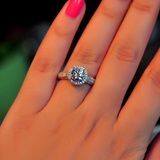 2.6ct Round Cut VVS1 Diamond Engagement Ring 14k WhiteGold Finish Halo Solitaire