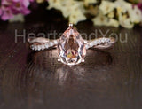 1ct Pear Cut Simulated Morganite Infinity Engagement Ring 14k Rose Gold Plated