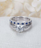 2ct Round Cut Diamond Bridal Wedding Set Engagement Ring 14k White Gold Finish