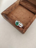 2ct Engagement Ring Oval Cut Green Emerald Split Shank 14k White Gold Finish