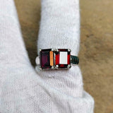 2ct Engagement Ring Emerald Cut Pink Ruby Two Stone Solitaire 14k WhiteGold Over