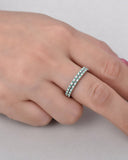 3Ct Round Alternate Green Emerald Diamond Wedding Band Set 14K White Gold Finish
