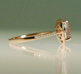 2.5ct Radiant Peach Morganite Diamond Accent Engagement Ring 18k Rose Gold Over