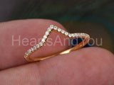 0.5ct Round Cut Moissanite Curved V Shaped Wedding Band 14k Yellow Gold Plated
