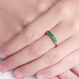 2.1ct Wedding Ring Band Round Cut Green Emerald Stackable 14k White Gold Finish