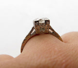 1.6Ct Round Cut Diamond Vintage Antique Engagement Ring 14K White Gold Finish