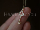 0.5ct Round Cut Moissanite Minimalist Key Pendant 14k YellowGold Plated NO CHAIN