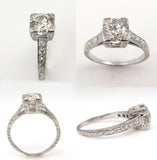1.6Ct Round Cut Diamond Vintage Antique Engagement Ring 14K White Gold Finish