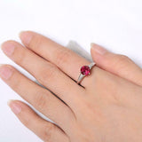 2.1ct Round Cut Pink Ruby Solitaire with Accent Ring 14k White Gold Finish