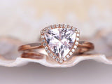 1.2ct Trillion Cut Peach Morganite Solitaire Engagement Ring 14k RoseGold Finish