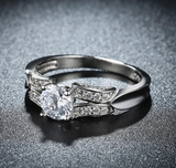 1.5Ct Round Cut Diamond Stylish Split Band Engagement Ring 14K White Gold Finish