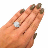 4.5ct Radiant Cut DVVS1 Diamond Halo Vintage Engagement Ring 14K White Gold Over