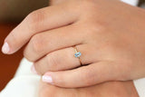 0.4ct Engagement Ring Baguette Cut Aquamarine Minimalist 14k Yellow Gold Finish