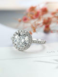 Halo Solitaire Engagement Ring 1.7ct Round Cut VVS1 Diamond 14k WhiteGold Finish