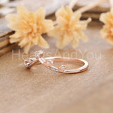 0.2ct Round Cut Moissanite Chevron Leaf Women Wedding Band 14k Rose Gold Plated