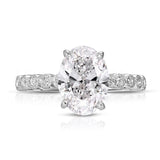 2.2ct Oval Simulated Diamond Solitaire with Accents Ring 14k White Gold Plated