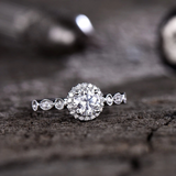 2ct Round Cut Diamond Accent Halo Solitaire Engagement Ring 14k WhiteGold Finish