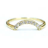 0.3ct Round Cut Moissanite Half Moon Curved Wedding Band 14k White Gold Plated