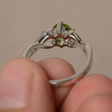 1.5ct Round Cut Green Peridot Engagement Ring 14k White Gold Finish Infinity
