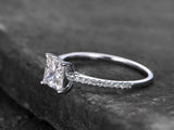 0.5ct Princess Cut VVS1D Diamond Solitaire Engagement Ring 14k White Gold Finish