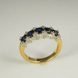 2.2ct Round Cut Blue Sapphire Five Stone Engagement Ring 14k Dual Gold Finish