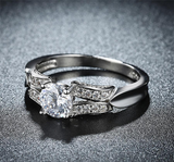 1.5Ct Round Cut Diamond Stylish Split Band Engagement Ring 14K White Gold Finish