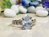 1.7ct Engagement Ring Pear Cut Diamond Accents Solitaire 14k Yellow Gold Finish