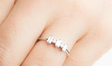 1ct Baguette Cut Diamond Engagement Ring Stackable Minimalist 14k WhiteGold Over
