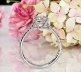 4Ct Round Cut Diamond Accents Four Claw Prong Solitaire Ring 14K White Gold Over