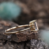 1.7ct Emerald Cut Diamond Trilogy Trillion Accents Ring 14k Yellow Gold Finish