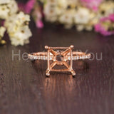 0.5ct Princess Stone Ring Setting Round Simulated Semi Mount 14k RoseGold Plated