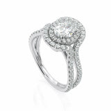 5Ct Oval Cut Diamond Split Shank Dual Halo Engagement Ring 14K White Gold Finish
