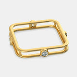 0.4ct Round Cut Diamond Unique Square Engagement Ring 14k Yellow Gold Finish