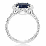 2.1ct Oval Cut Blue Sapphire Engagement Ring Halo Solitaire 14k WhiteGold Finish