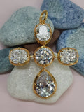 2ct Pear Simulated Diamond Cross Christ Pendant 14k Yellow Gold Plated NO CHAIN