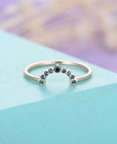 1ct Round Cut Black Diamond Stackable Band Engagement Ring 14k White Gold Finish