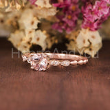 1ct Round Cut Simulated Morganite Minimalist Engagement Ring 14k RoseGold Plated