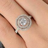 2.5ct Round Cut Diamond Engagement Ring 14k White Gold Over Cocktail Double Halo