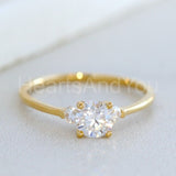 0.5ct Round Cut Moissanite Minimal Trilogy Engagement Ring 14k White Gold Plated