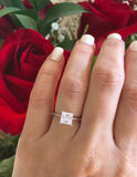 1Ct Princess Cut Diamond Hid Halo Solitaire Engagement Ring 14K White Gold Over